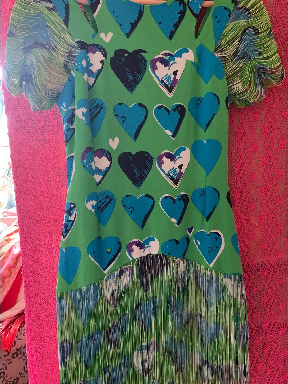 Versace for H&M Green Dress with Blue Heart Accents